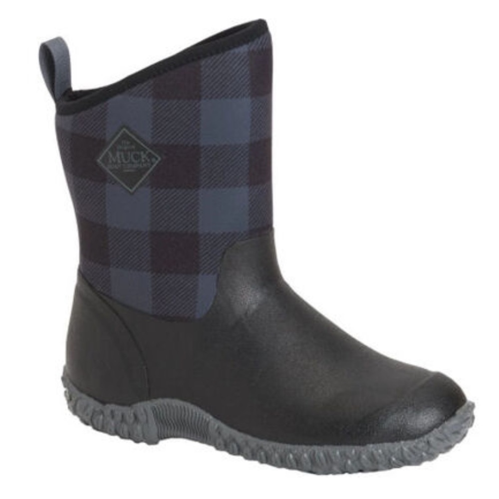 🆕 Black & Gray Plaid Muckster II Rain Boot